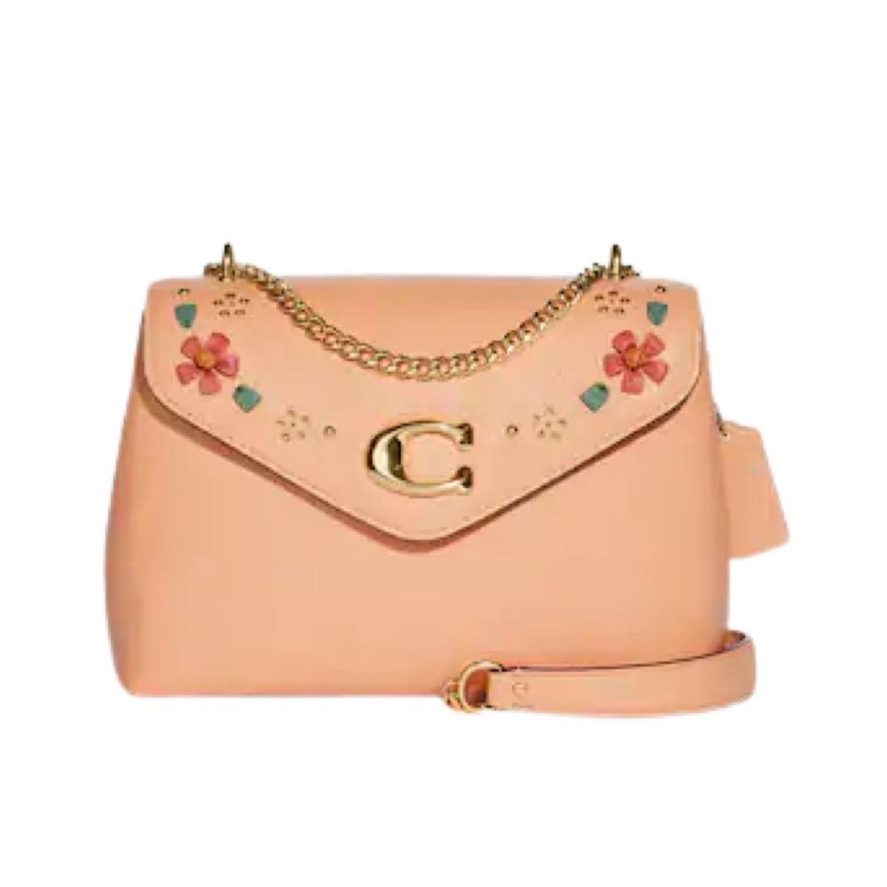 COACH Tammie Floral Whipstitch refined pebble leather Shoulder Bag